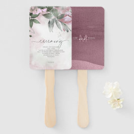 Abanico Ceremonia de Boda floral caligrafía Mauve ID771