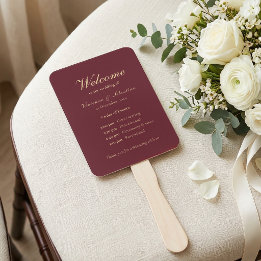 Abanico Ceremonia de Boda Minimalista con Guión de Oro Bor