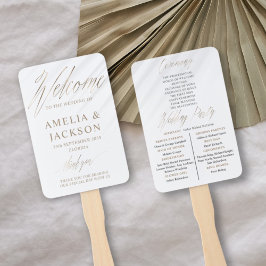 Abanico Ceremonia de boda minimalista en oro y blanco