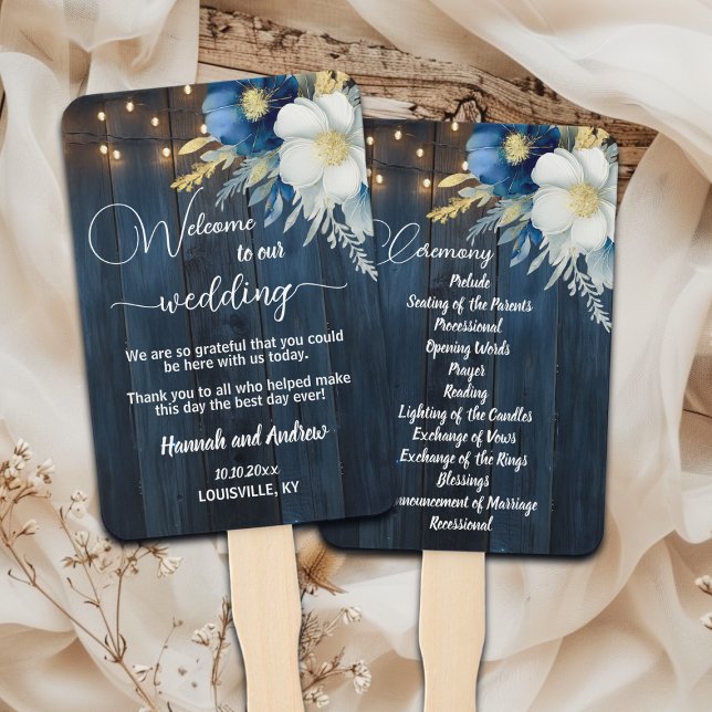Abanico Ceremonia del Programa de Boda Floral de Madera Az (Subido por el creador)