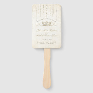 Abanico Champán Gold Fairtale Crown Gracias Keepsake