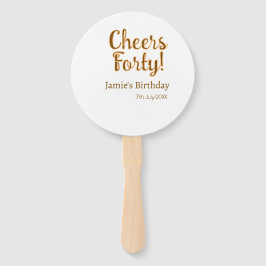 Abanico Cheers forty orange brown calligraphy birthday nam