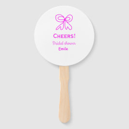 Abanico Cheers purple pink bow bridal shower add name 