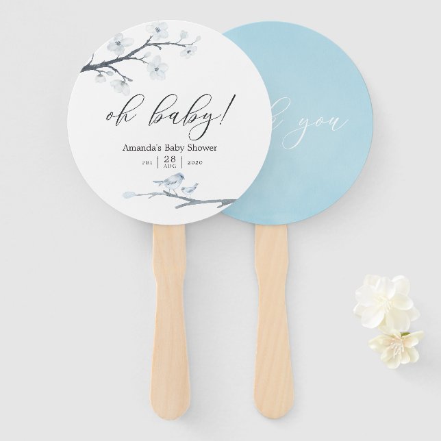 Abanico Cherry Blossoms Floral Baby Shower (Anverso y reverso)