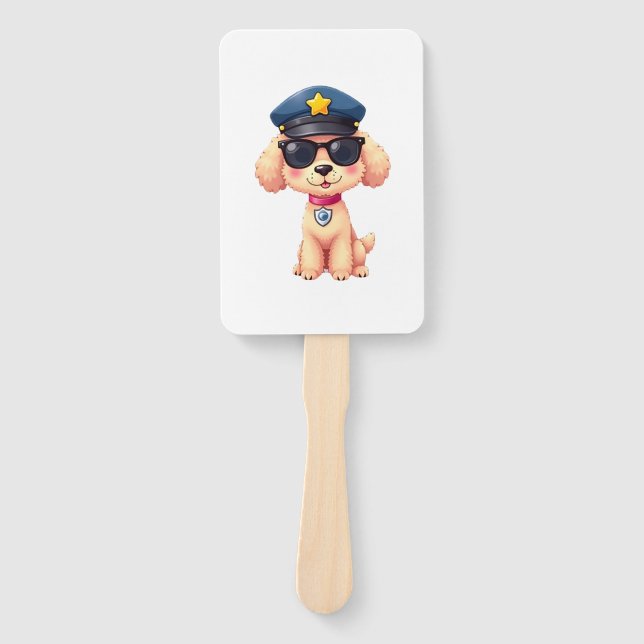 Abanico Chibi Anime Police Poodle Dog (Anverso)