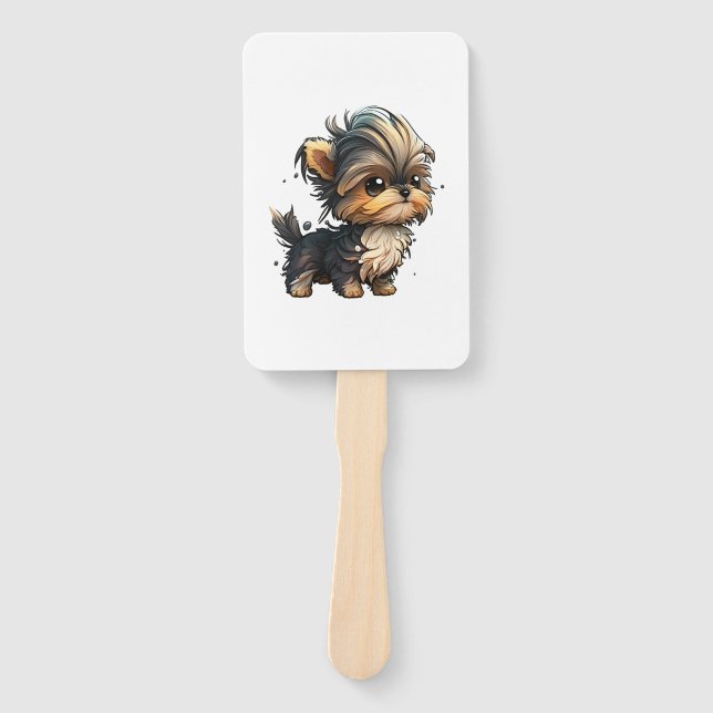 Abanico Chibi Yorkshire Terrier (Anverso)