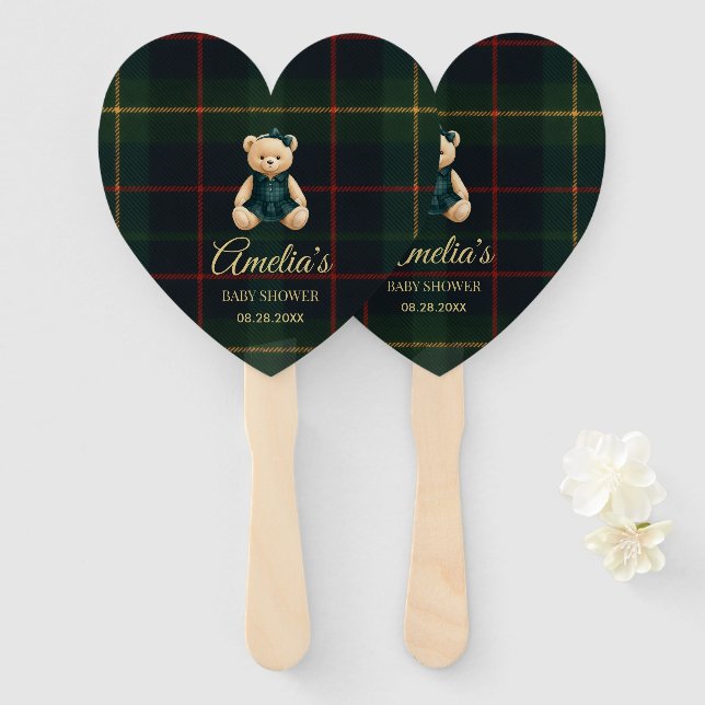 Abanico Chic Luxury Teddy Bear Baby Shower  (Anverso y reverso)