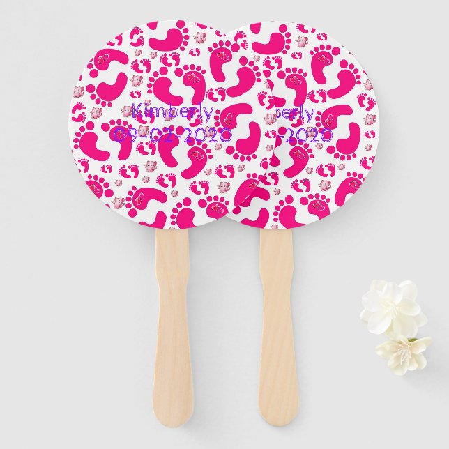 Abanico Chica de pies rosados para bebés (Anverso y reverso)