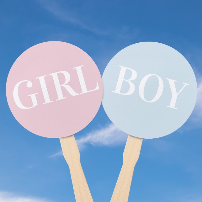 Abanico Chica o fans de Boy Hand en Baby Shower (Pink and Blue Baby Shower Guessing Game hand fans)