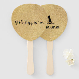 Abanico Chicas divertidas viajando a... Tu destino en Gold