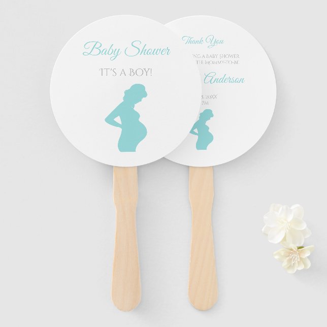 Abanico Chico de moda Baby Shower Mujer Embarazada Bebé (Anverso y reverso)