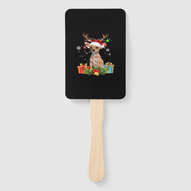 Abanico Chihuahua Christmas Lights Santa Oversized T-Shirt (Anverso)