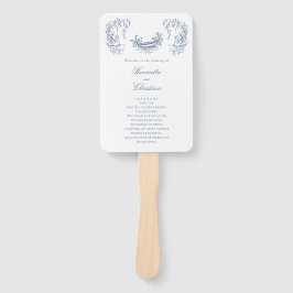 Abanico Chinoiserie Swans Blue White Wedding Program Fans