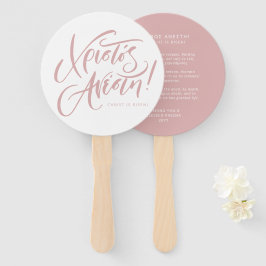 Abanico Christos Anesti el rosa de la Pascua griega