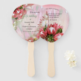 Abanico Cinta de oro y ramos de la Protea de Fuchsia