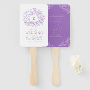 Abanico Círculo púrpura de hojas programa de boda monogram