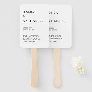 Abanico Cita de amor moderna Boda blanco y negro