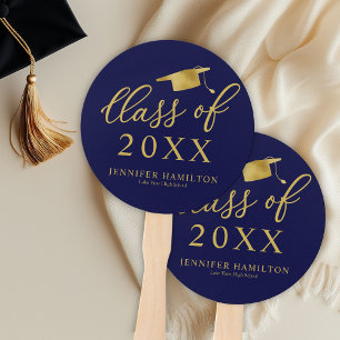 Abanico Clase de 2024 Graduación Simple Elegante Dorado Az