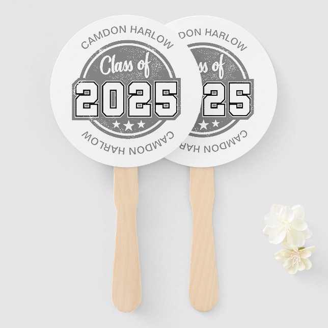 Abanico Clase de 2025 Nombre de graduado de época (Anverso y reverso)