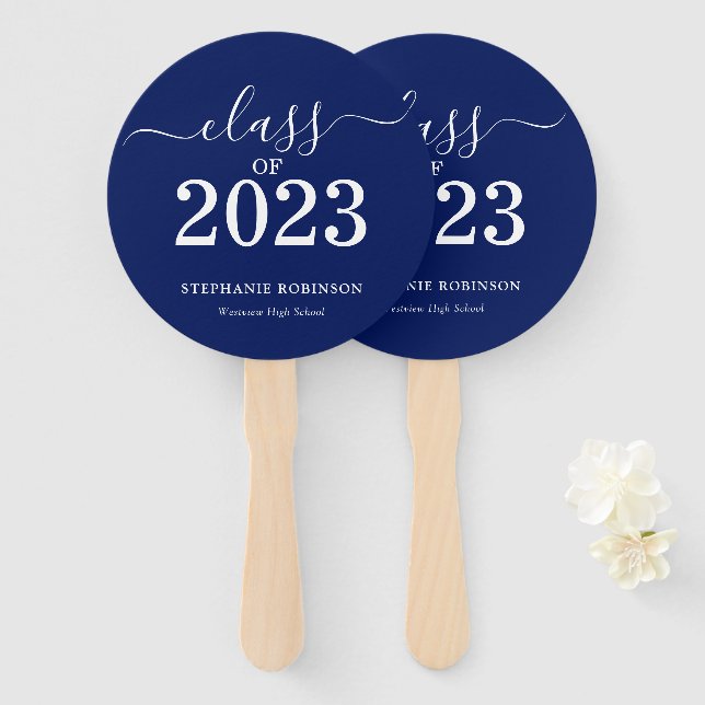 Abanico Clase de graduación azul de la Marina de 2023 (Anverso y reverso)