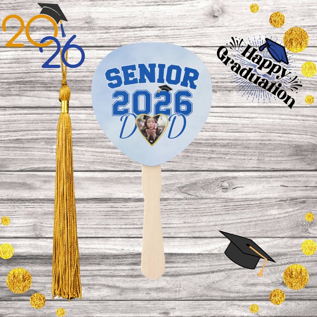 Abanico Clase de padres mayores 2026 Foto personalizada (senior dad 2026 fan front)