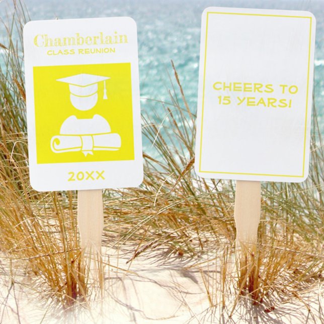 Abanico Clase Reunión Personalizado blanco amarillo (Subido por el creador)