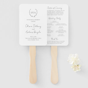 Abanico Clásico Corona de Monograma Cresta Boda Elegante