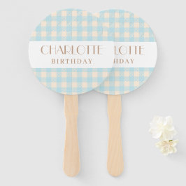 Abanico Clásico Pastel azul claro gingham plaid verificado