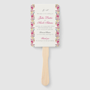 Abanico Clásico Rosa Verde Amarillo Floral Cisne Pájaro Bo