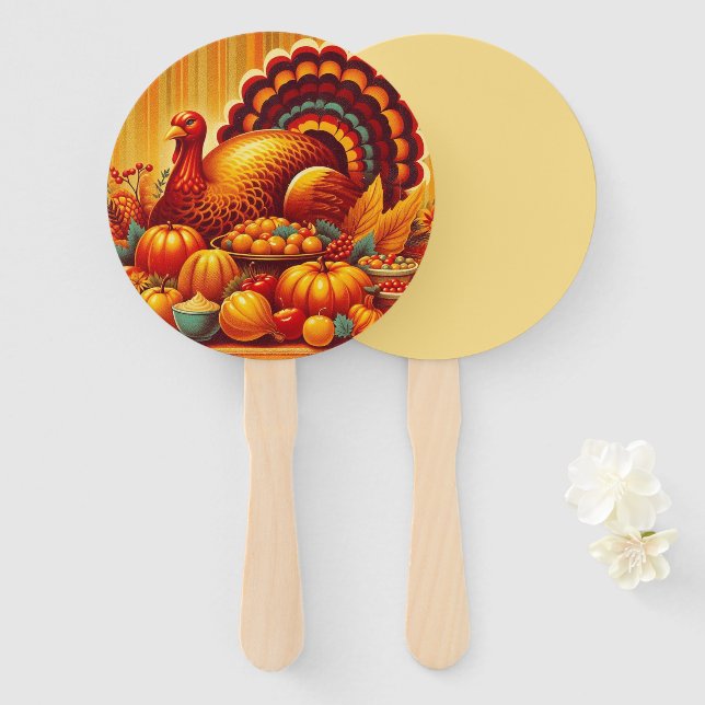 Abanico clásico/vintage Acción de Gracias Turquía (Anverso y reverso)