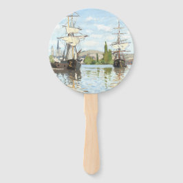 Abanico Claude Monet. Buques montando en el Sena en Ruán