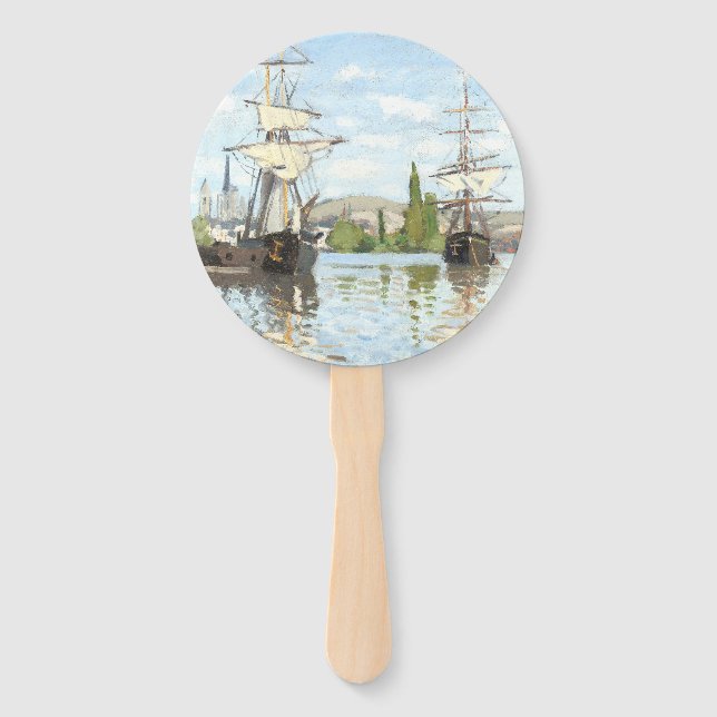 Abanico Claude Monet. Buques montando en el Sena en Ruán (Anverso)
