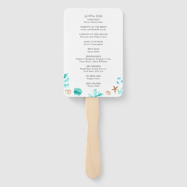 Abanico Coastal Wedding Ceremony Program Beach Tropical (Reverso)