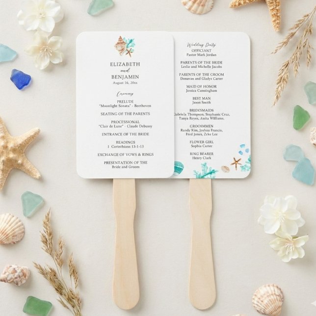 Abanico Coastal Wedding Ceremony Program Beach Tropical (Subido por el creador)