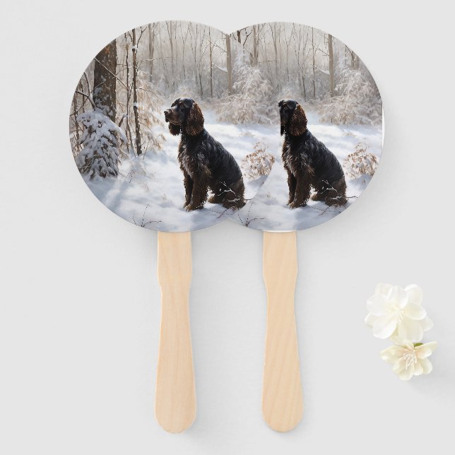 Abanico Cocker Spaniel Deja que nieve Navidad  (Anverso y reverso)