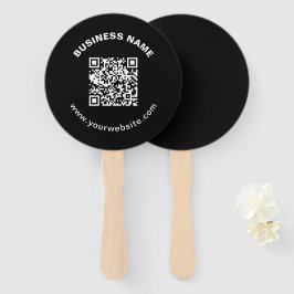 Abanico Código QR con nombre de empresa en negrita y texto