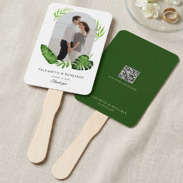 Abanico Código QR de Boda Foto Personalizada Vegetación Tr