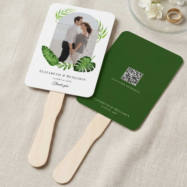 Abanico Código QR de Boda Foto Personalizada Vegetación Tr (Subido por el creador)