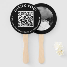 Abanico Código QR de escaneo de sitio web en blanco y negr
