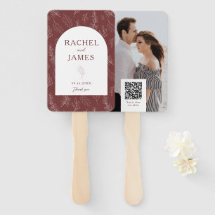 Abanico Código QR de Foto de Boda Personalizado Terracota
