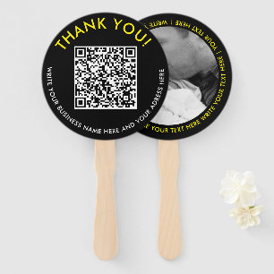 Abanico Código QR de Foto de Sitio Web Amarillo Negro Agra