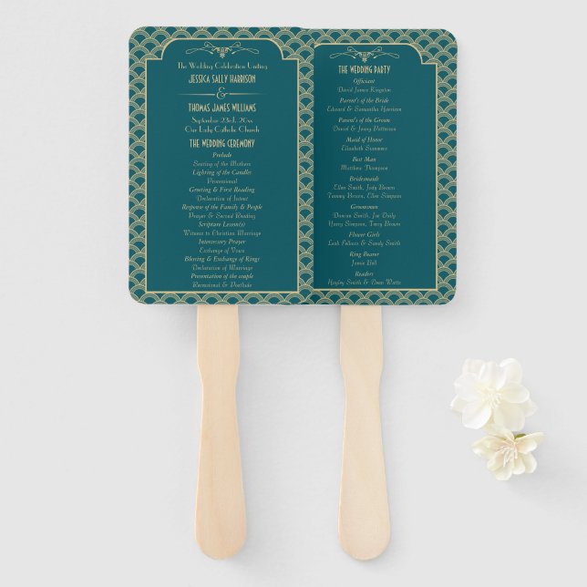 Abanico Colección de Bodas Art Decó de los años 20 (Anverso y reverso)