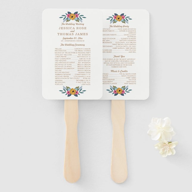 Abanico Colección de Bodas blancos de flor (Anverso y reverso)