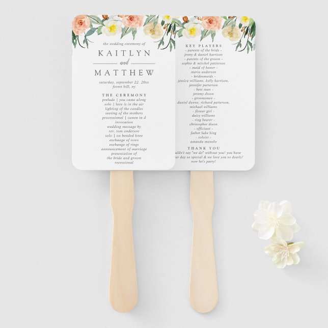 Abanico Colección de Bodas de primaverales de flores (Anverso y reverso)