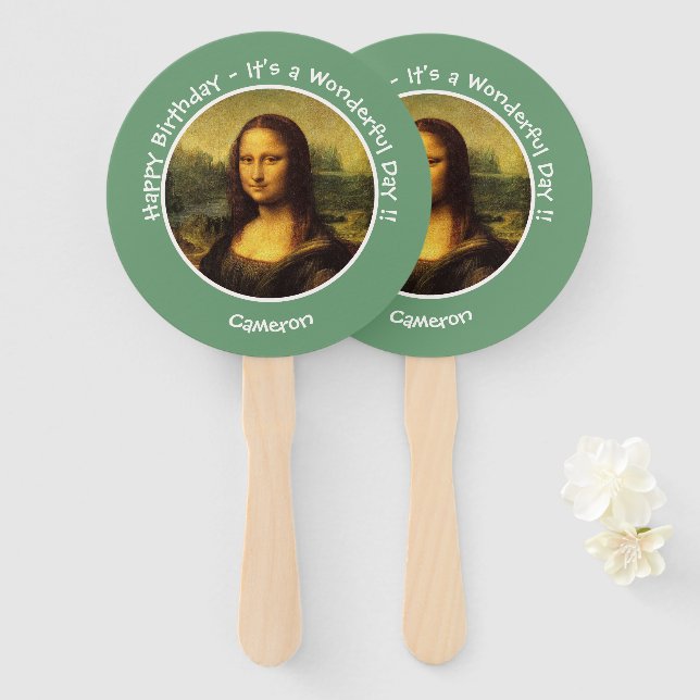 Abanico Colección Fiesta Leonardo da Vinci Mona Lisa (Anverso y reverso)