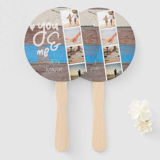 Abanico Collage de fotos de Recuerdos. Panel de madera. (Anverso y reverso)