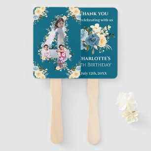 Abanico Collage de fotos verde azulado 4º cumpleaños Flor