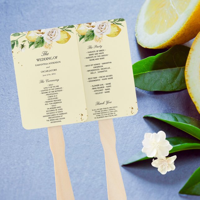 Abanico Color de agua moderno Pastel Lemones Amarillos y H (Subido por el creador)