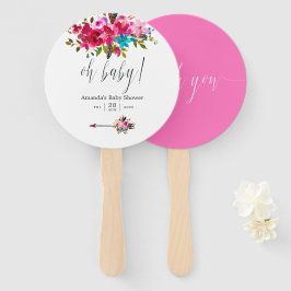 Abanico Color de agua rosa Boho Moda Floral Baby Shower