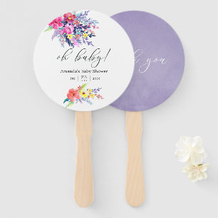 Abanico Colorida acuarela Floral Baby Shower